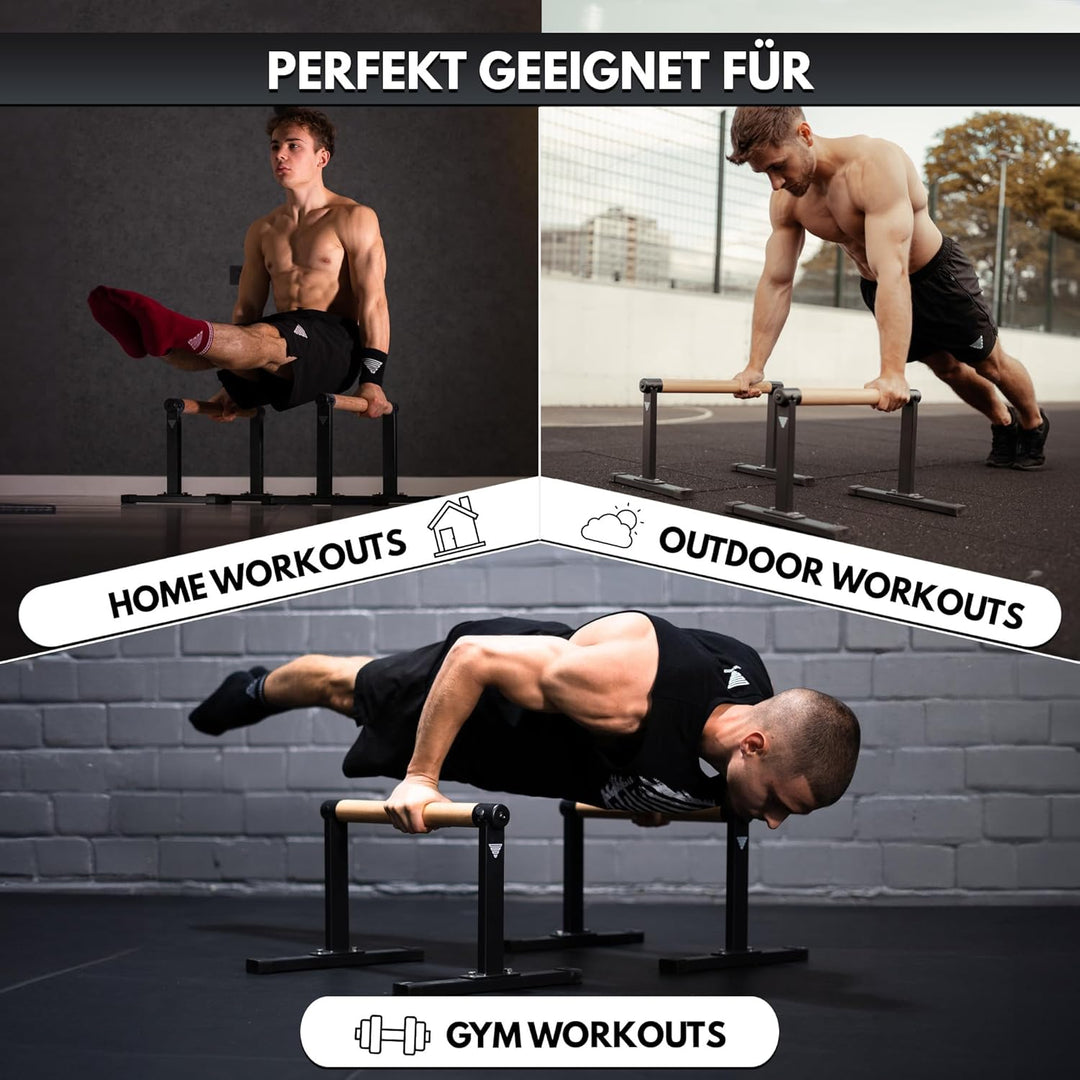 GORNATION Parallettes, inkl. Grip Tape, Calisthenics Equipment für Handstand & Push Ups, Liegestützg