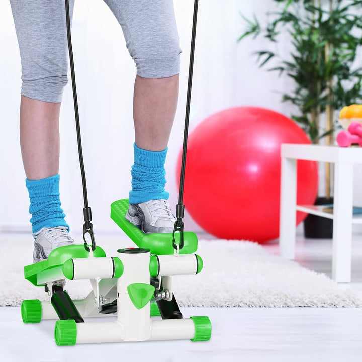 Relaxdays Stepper mit Schrittzähler, inkl. 2 Expander, Verstellbarer Widerstand, Fitnessgerät für zu