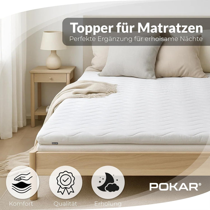 POKAR Matratzentopper Matratzen Topper Matratzenauflage Matratzenschoner für Matratze Waschbar und f