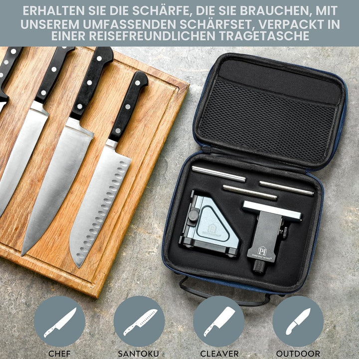Original verstellbares Rollmesserschärfer-Set: verstellbare Höhe, 10 ° bis 40 ° für 30 Winkeloptione