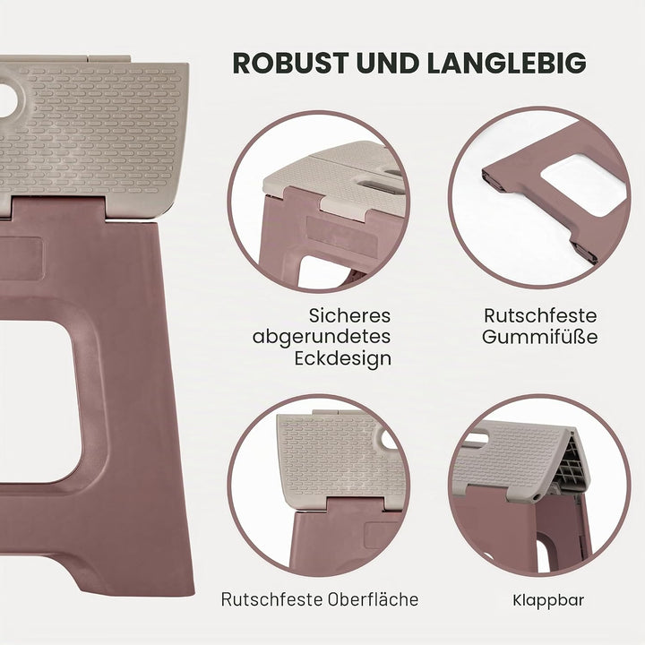 Vigar Klapphocker, Braun, 27 cm Braun und Grau 27 cm, 1-Step, Braun und Grau 27 cm, 1-Step