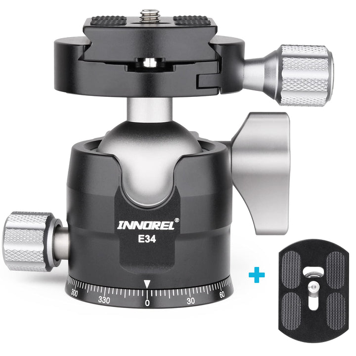 INNOREL E34 Low Profile CNC-Stativ-Kugelkopf 360° Panorama-Kugelkopf mit 2 1/4 Arca-Swiss-kompatible