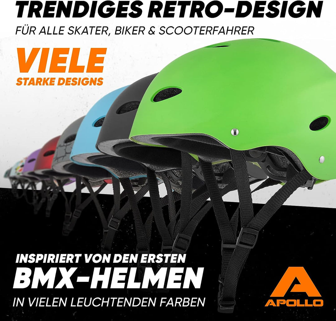Apollo Skaterhelm Herren, Damen und Kinder | Kinderfahrradhelm | Verstellbar | Skateboard, Scooter,
