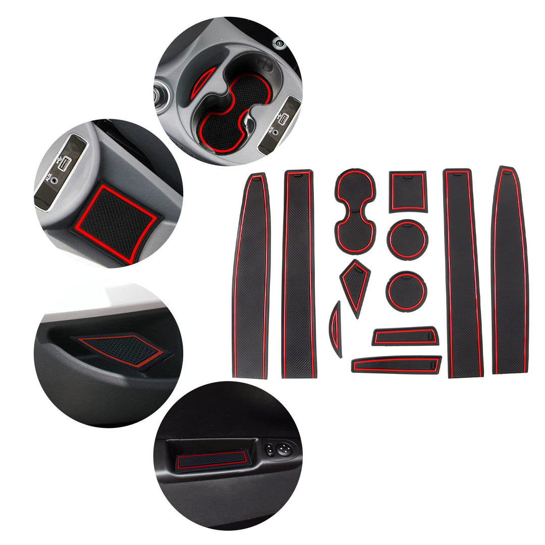 YEE PIN Gummimatten Innenraum Kompatibel mit FIAT 500 2016-2020 / Abarth 595 2017-2021 Interieur rut