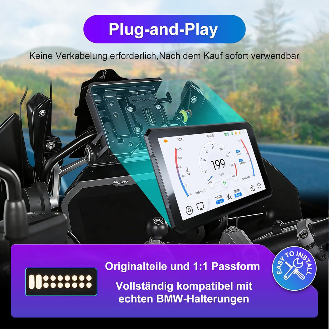 Motorrad Carplay Bildschirm mit Native Wonder Wheel für BMW Motorrad, Wireless CarPlay & Android Aut