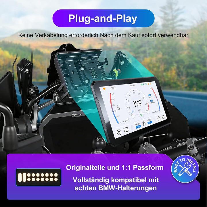Motorrad Carplay Bildschirm mit Native Wonder Wheel für BMW Motorrad, Wireless CarPlay & Android Aut
