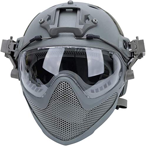 Taktischer Airsoft PJ Helm F22, EIN Integral-Schutzhelm Mit Abnehmbarer Maske Und Brille, Outdoor-Re