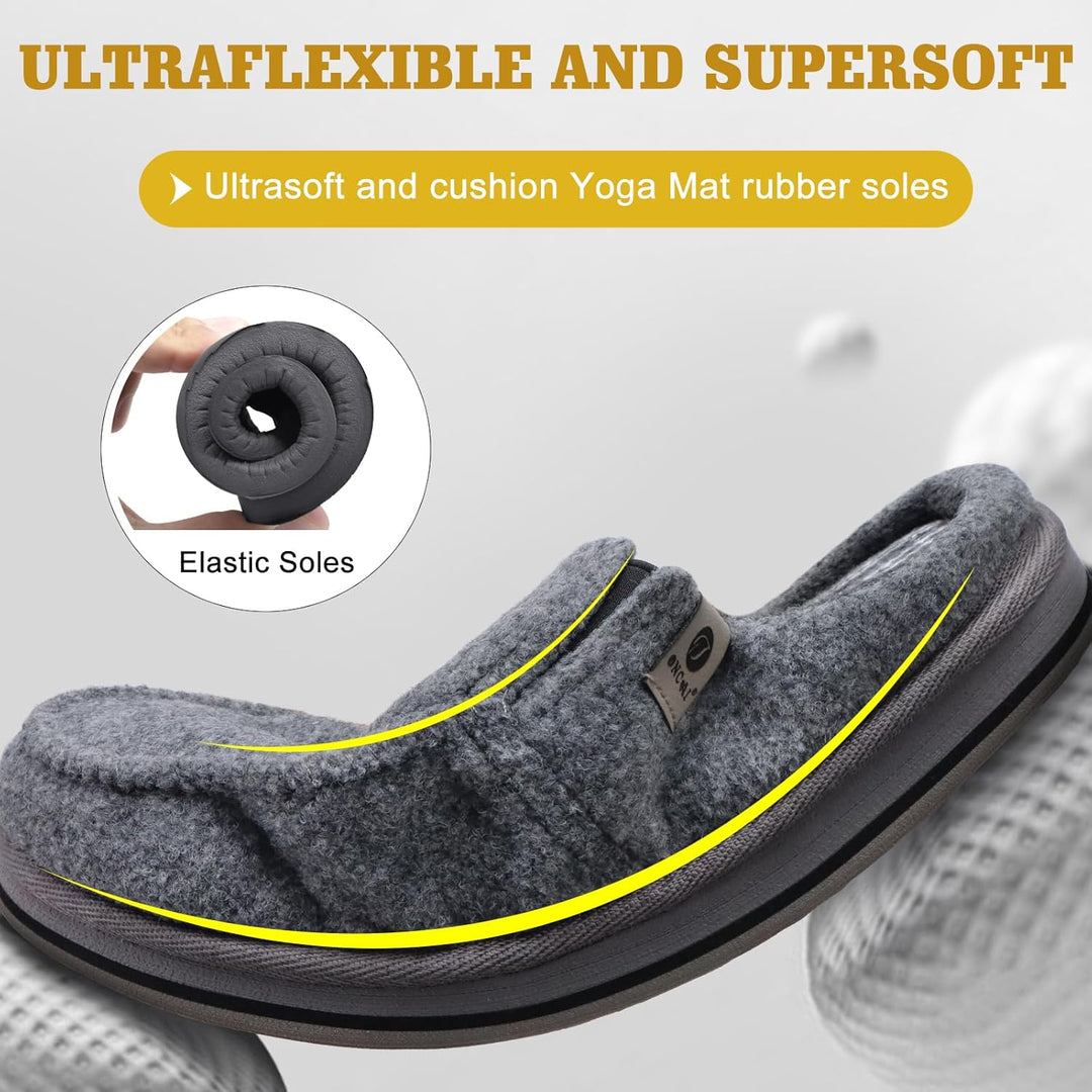 ONCAI Hausschuhe Herren Komfort Pantoffeln Plüsch Streifen Hüttenschuhe Wärme Cord Flauschig Slipper