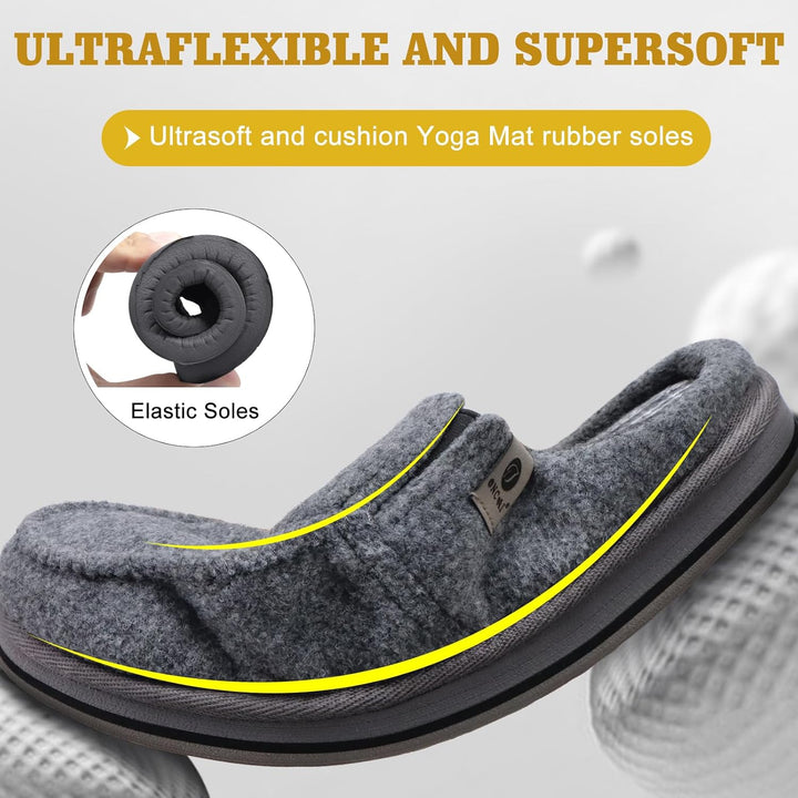 ONCAI Hausschuhe Herren Komfort Pantoffeln Plüsch Streifen Hüttenschuhe Wärme Cord Flauschig Slipper