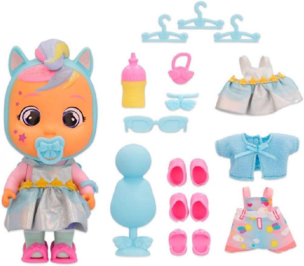 CRY BABIES MAGIC TEARS Jenna‘s Kleiderschrank I Mini Puppe Jenna und Kleiderschrank mit 16 Accessoir