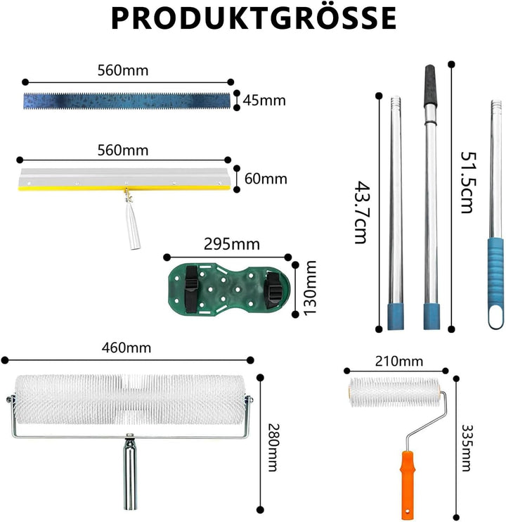 Bodenbeschichtung Entlüftungsroller Set, Entlüftungswalze Ausgleichsmasse für Boden, Profi Entlüftun