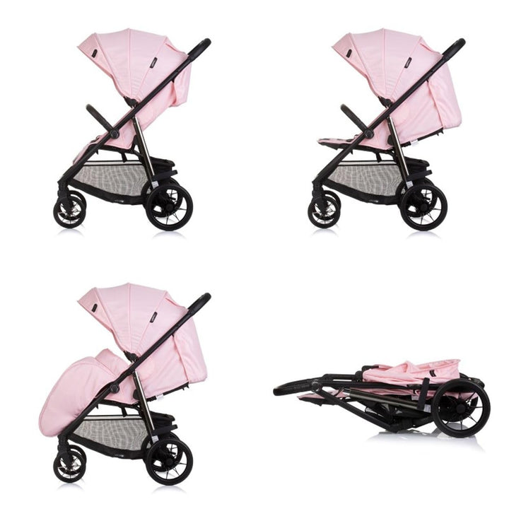 Chipolino Kinderwagen Buggy Insta, Fussabdeckung, Federung, Korb, Gurt, klappbar rosa, rosa