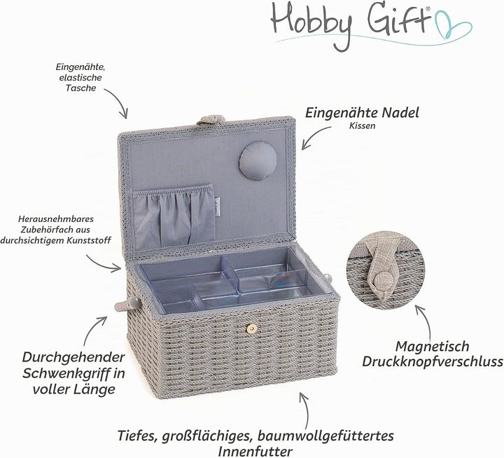 Hobby Gift Medium Näh-Aufbewahrungsbox, Holz/Stoff, Gestickte Wildblume, Gestickte Wildblume