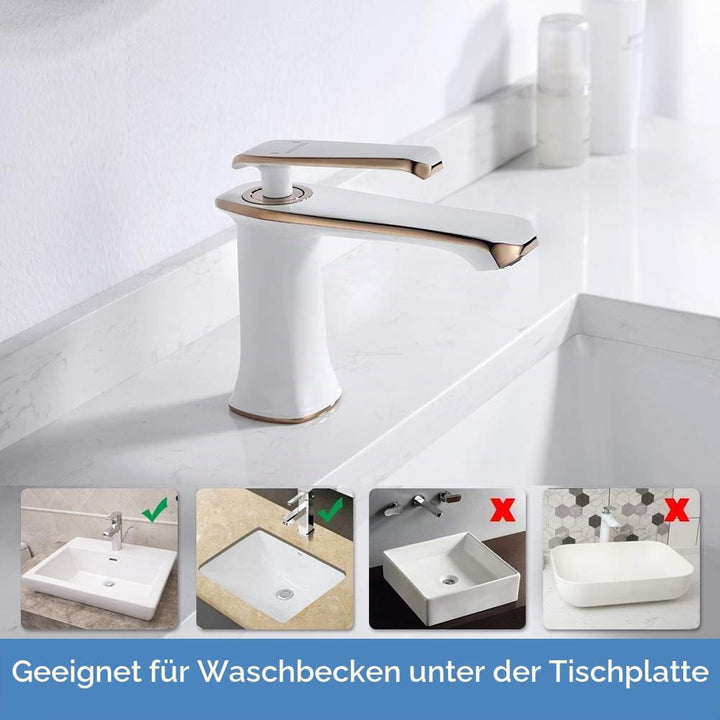 GRIFEMA Wasserhahn Bad- Waschtischarmatur mit 50cm Kalt/Warmwasser 3/8 Zoll Schläuche und Geräuschar