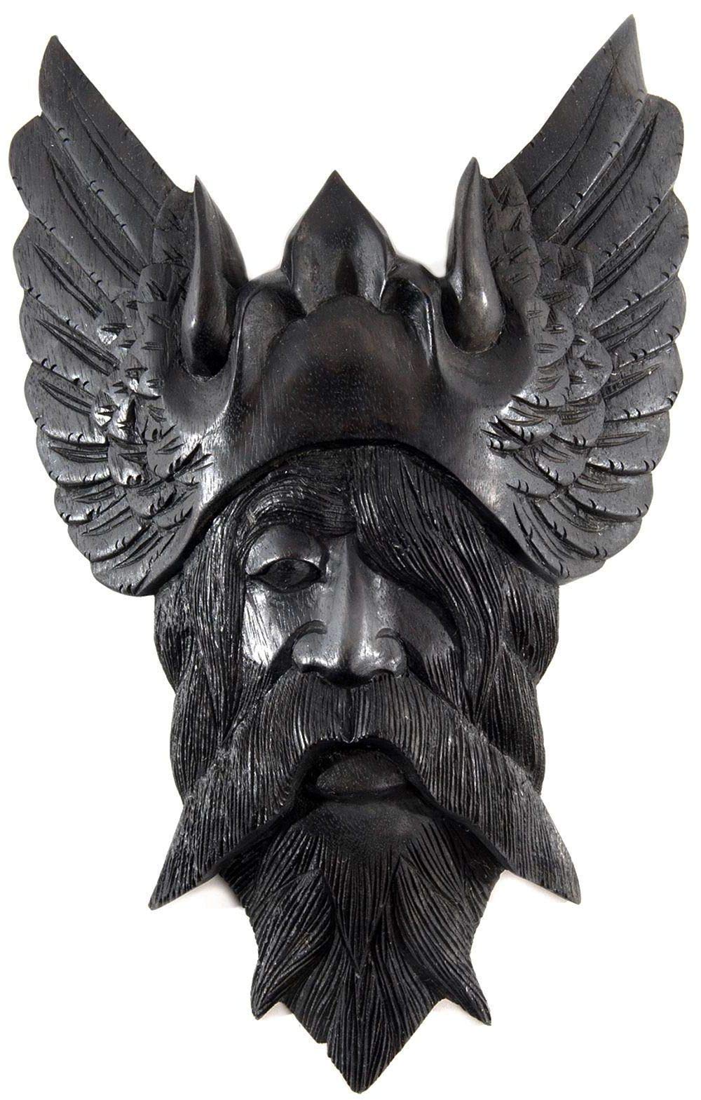 Windalf Handmade Vikings Schwarzes Deko-Holzbild Odin 40 cm Wikinger Wotan Wandbild Nachhaltiges Hol