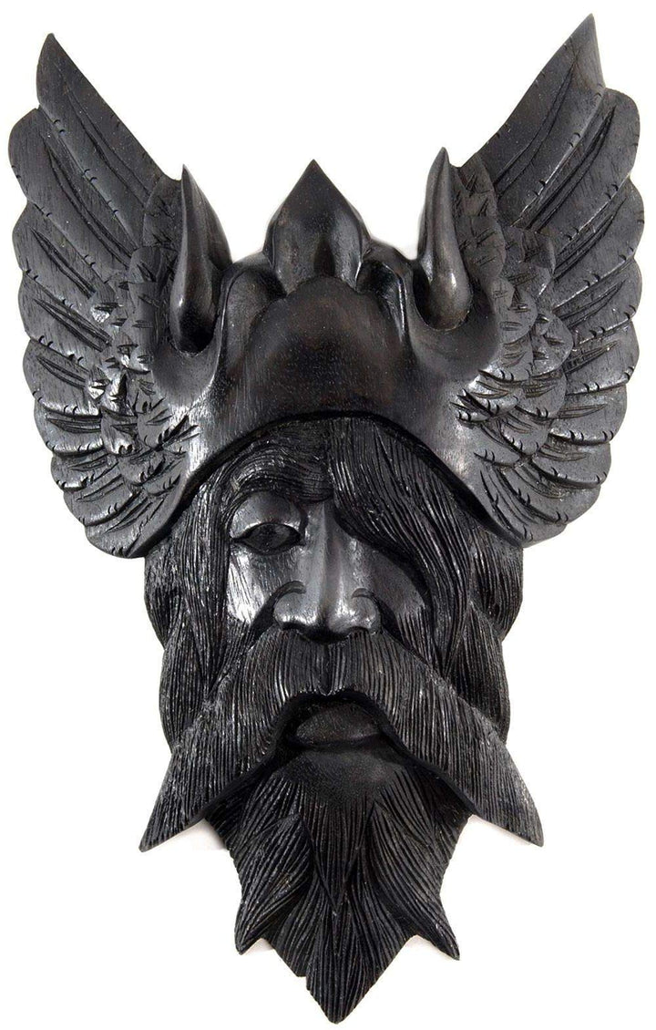 Windalf Handmade Vikings Schwarzes Deko-Holzbild Odin 40 cm Wikinger Wotan Wandbild Nachhaltiges Hol