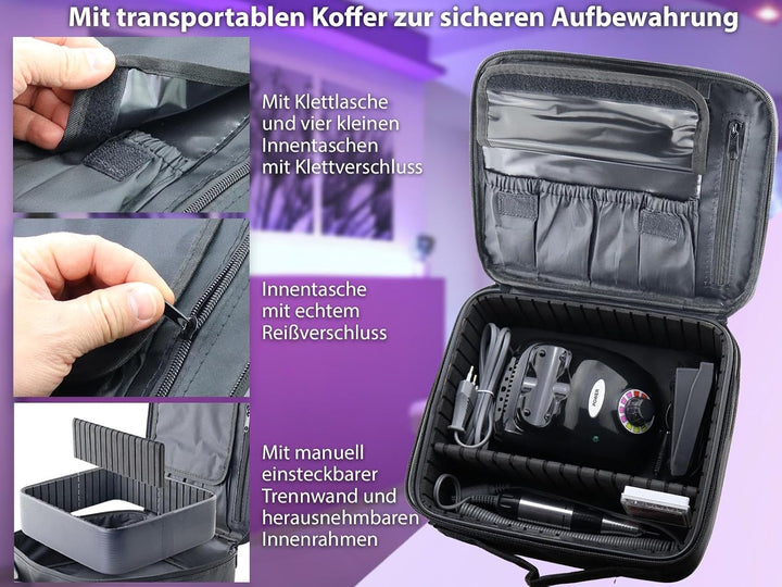 Elektrisches Fusspflegegerät Pediküre Nagelfräser Mobile Fusspflege Maniküre Schleifer inkl. Aufbewa