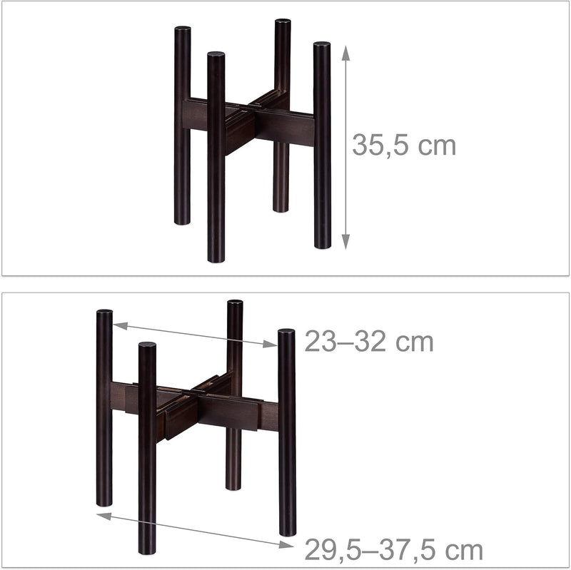 Relaxdays Blumenständer Bambus, individuell verstellbar, für Blumentöpfe bis 32 cm, Pflanzenständer,