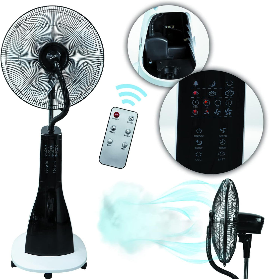 Tronitechnik® Standventilator mit Wasser, Ventilator mit Wasserkühlung Sprühnebel Raumbefeuchter, Fe