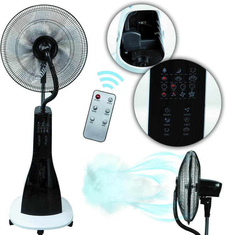 Tronitechnik® Standventilator mit Wasser, Ventilator mit Wasserkühlung Sprühnebel Raumbefeuchter, Fe