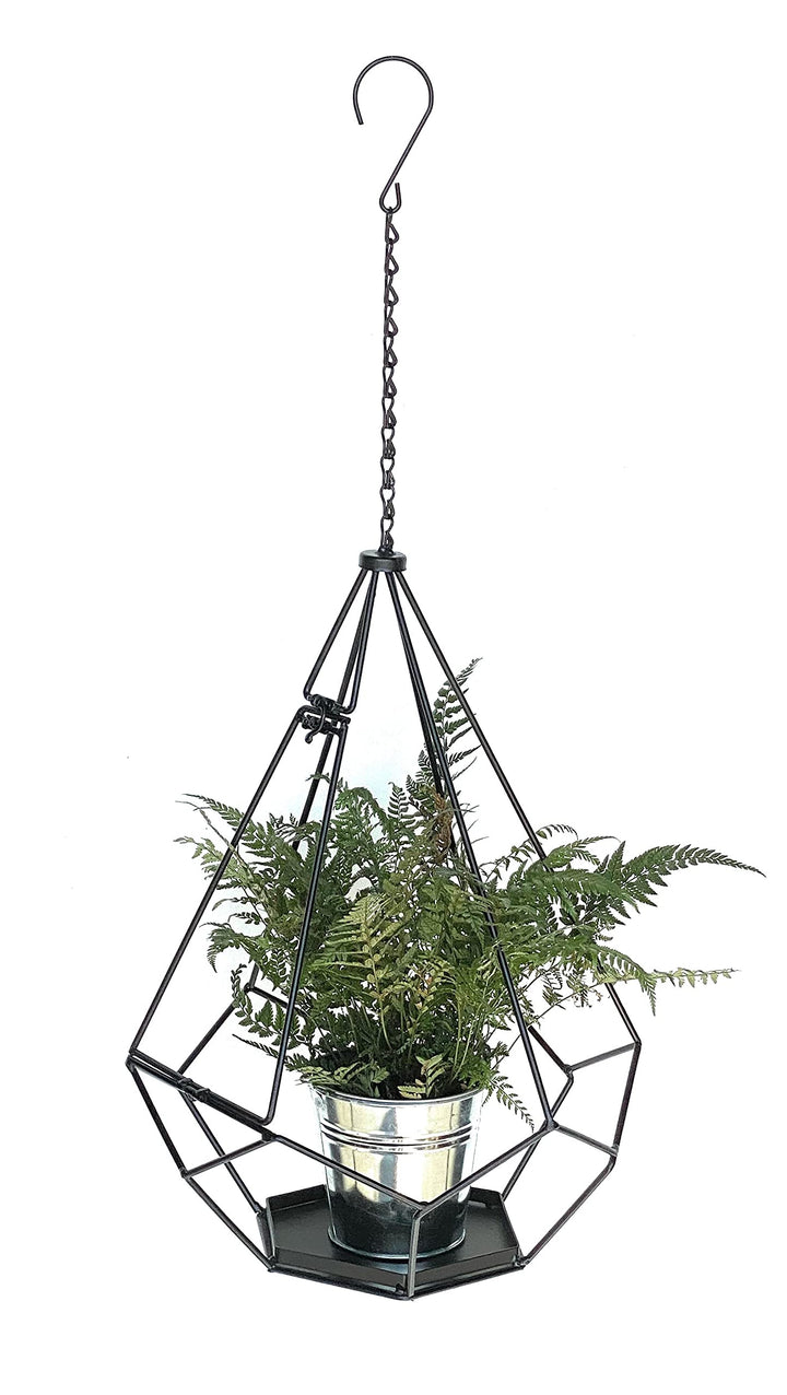 DanDiBo Blumenampel Innen Metall Wand Hängepflanzen 82 cm 96075 L mit Tür 6 Ecken Pflanzenhänger Blu