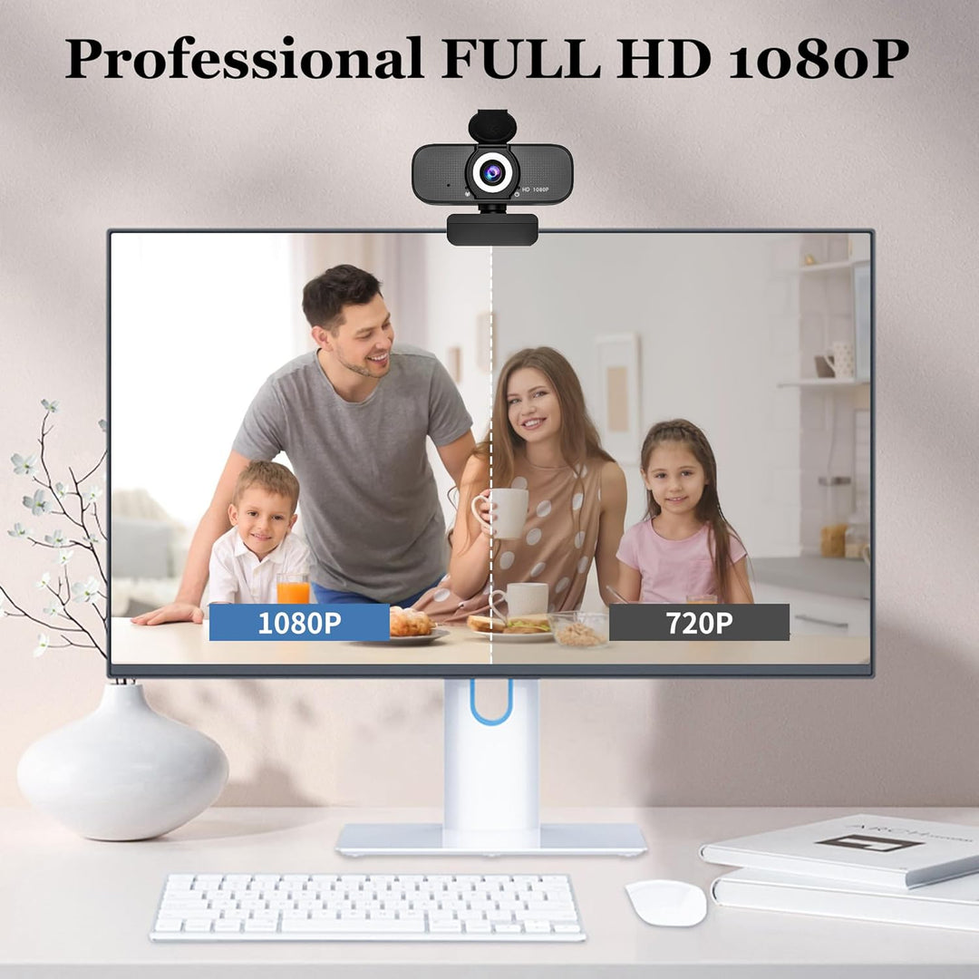 1080P HD Webcam für PC mit Autofokus & Noise Cancelling Mic Plug and Play Computer Kamera für Videok