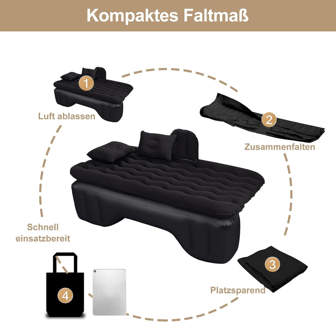 Auto Luftmatratze 128x70cm Aufblasbare Matratze für Rücksitz & Kofferraum, Tragbares Auto Reisebett
