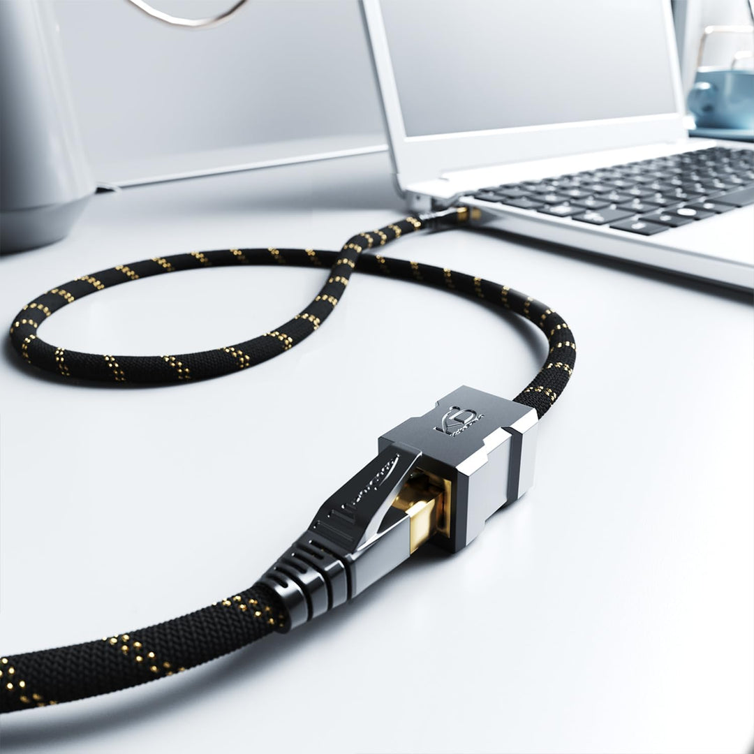 KabelDirekt – LAN Kabel Verlängerung & Ethernet Verlängerung mit bruchfester Nylon-Ummantelung – 10m