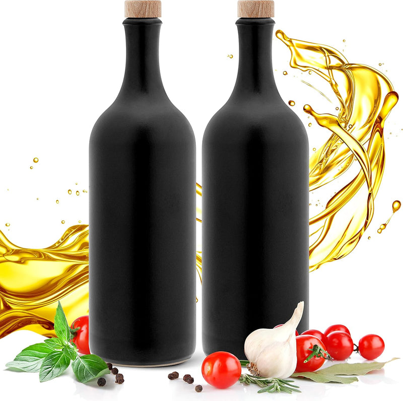 Kaminfix Essig & Öl Spender - Flasche mit Ausgiesser, 2er Geschenkset für Feinschmecker handgefertig