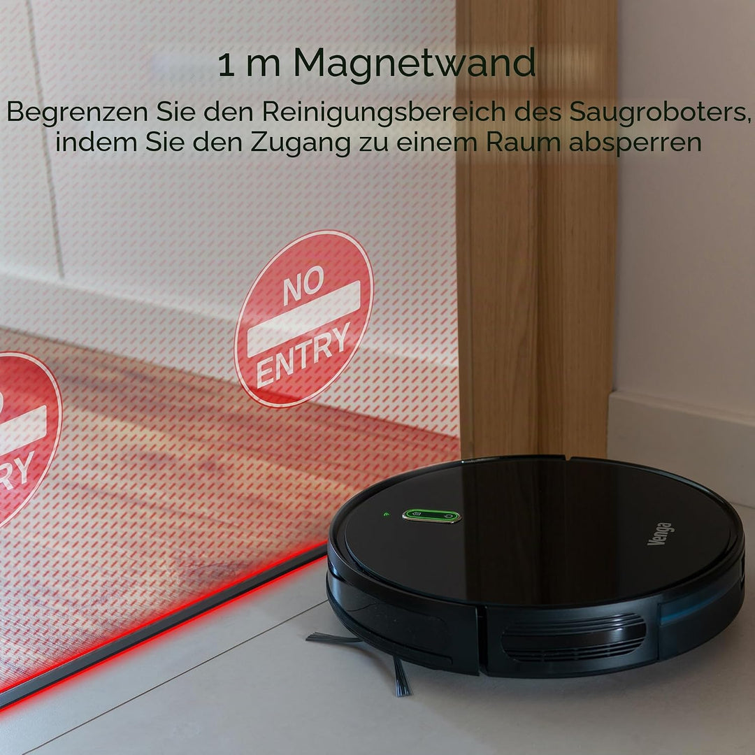 Venga! Saugroboter mit Wischfunktion, Gyroskop-Navigation, mit App, Schwarz, VG RVC 3001 BK Schwarz
