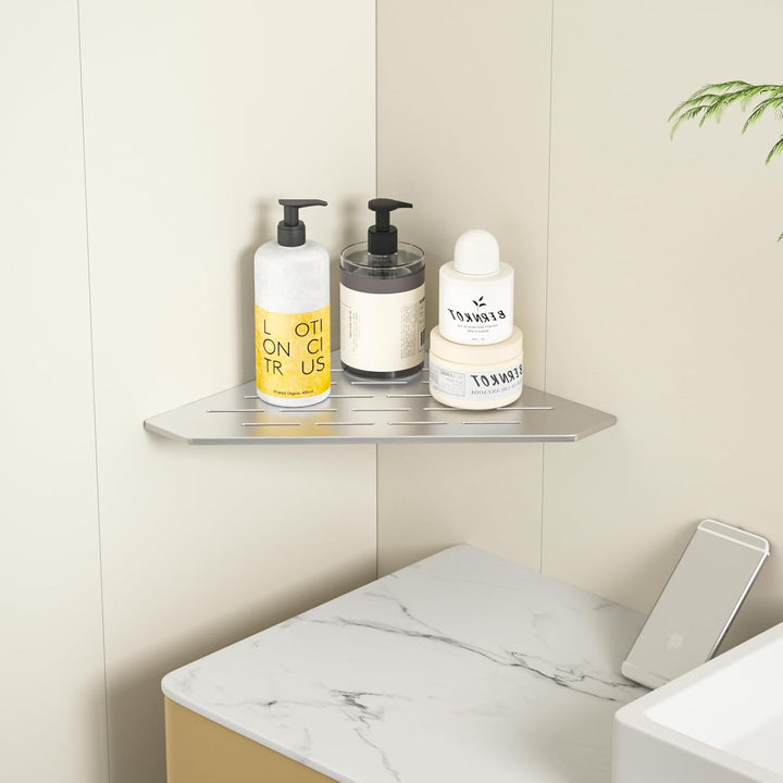 Duschablage Ecke mit 3 mm Stärke, Heavy Duty Eckregal Pentagonal Duschregal Ecke für Dusche,Vertieft