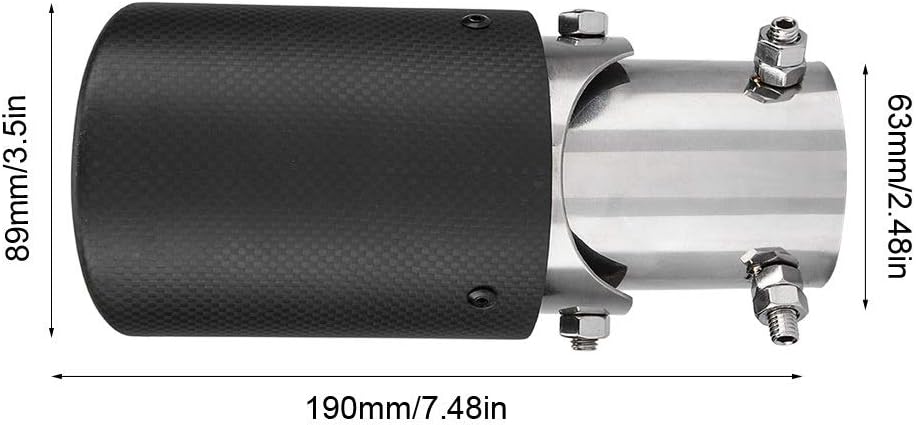 VOBOR Universell Auto Auspuffblenden,Schwarz 40-54mm Carbon Verstellbar Einzelauslass Auspuffblende,