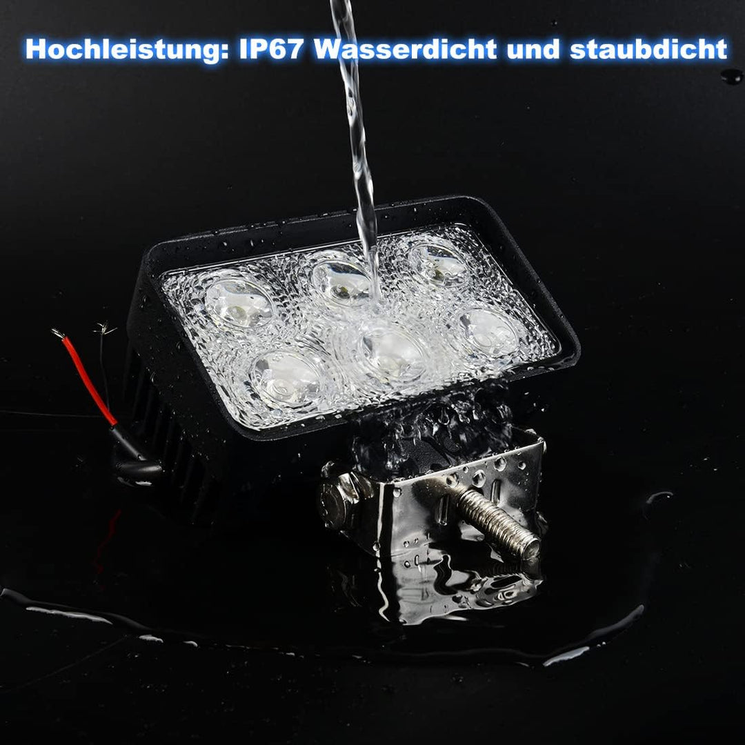 BRIGHTUM 18W LED Arbeitsscheinwerfer weiss 12V 24V Flutlicht Reflektor work light Scheinwerfer Arbei