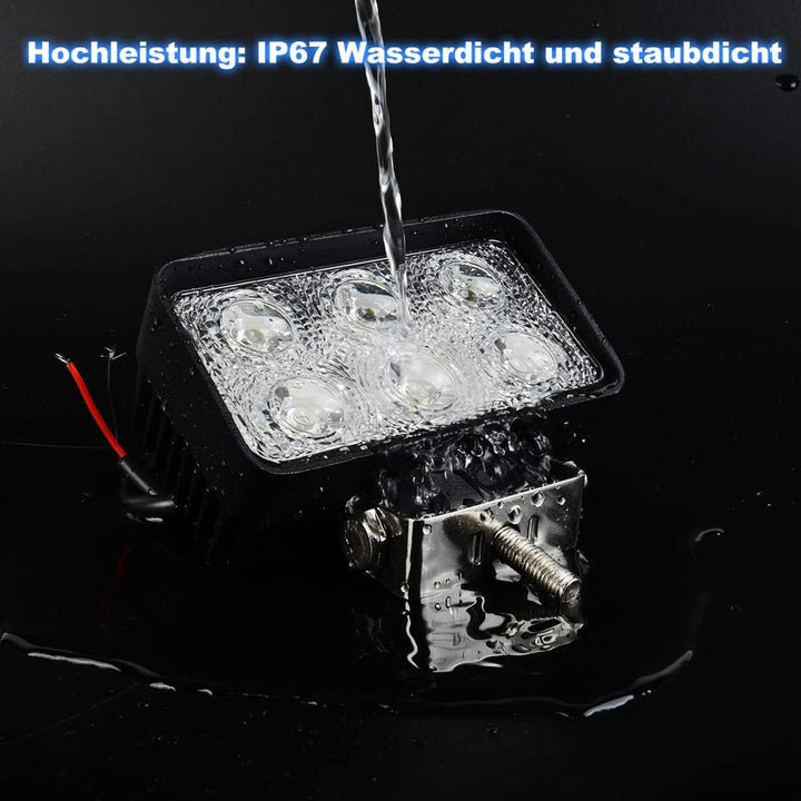 BRIGHTUM 18W LED Arbeitsscheinwerfer weiss 12V 24V Flutlicht Reflektor work light Scheinwerfer Arbei