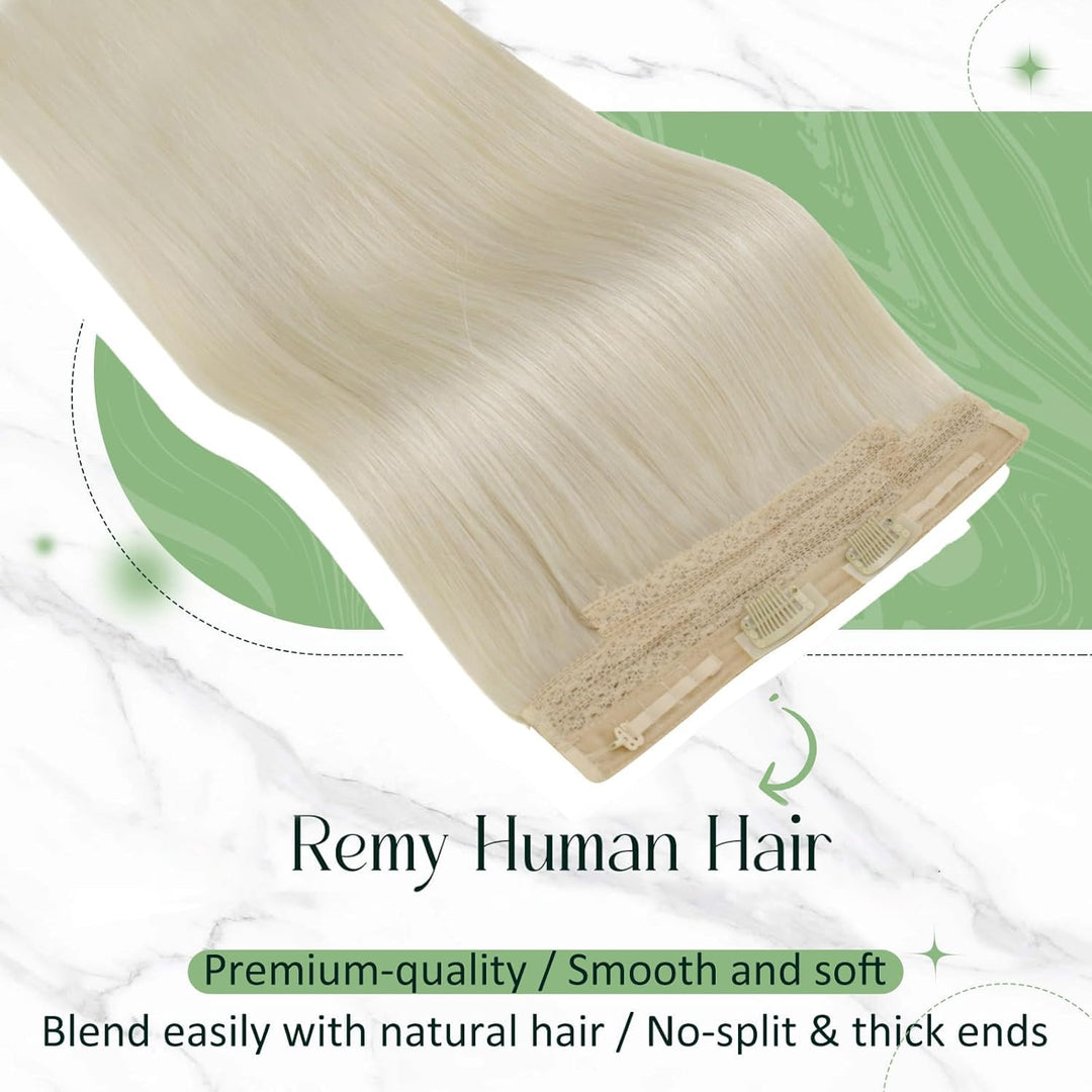RUNATURE Blond Wire Extensions Echthaar 30cm Kurz Extensions Echthaar mit Draht 70g/pack Adjustable