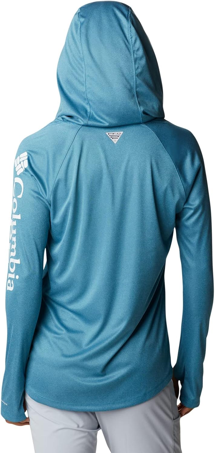Columbia Damen Tidal Tee Heather Hoodie Kapuzen-Sweatshirt, Deep Marine Heather/White Logo
