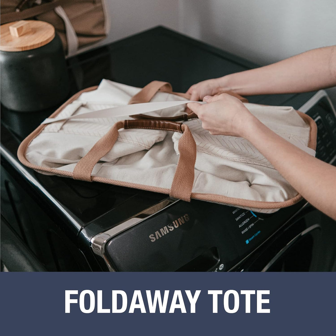 CleverMade Faltbare Wäsche-Tragetasche, luxuriös, Fischgrätenmuster, 2 Stück, 50 l, Premium-Baumwoll