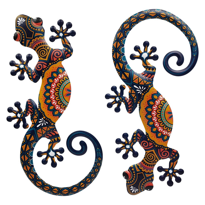 Liffy Metall Eidechse Wandkunst Bohemian Home Sculpture 2 Packs, Indoor & Outdoor Garten Dekor für Z