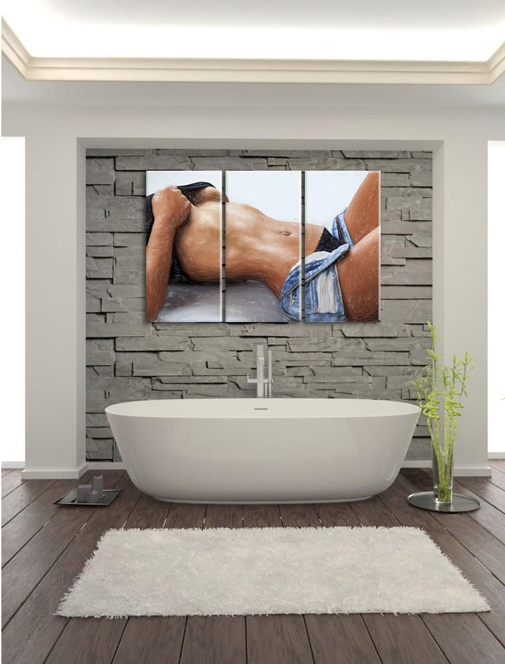 Pixxprint Sexy Frau mit schönem Körper als Leinwandbild/Grösse: 3 Teilig (120x80) cm/Wandbild/Kunstd