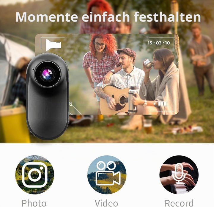 OBEST Mini Action Cam 360 Action Kamera Bodycam mit 0.96" Bildschirm, 1080P Magnetische Körperkamera