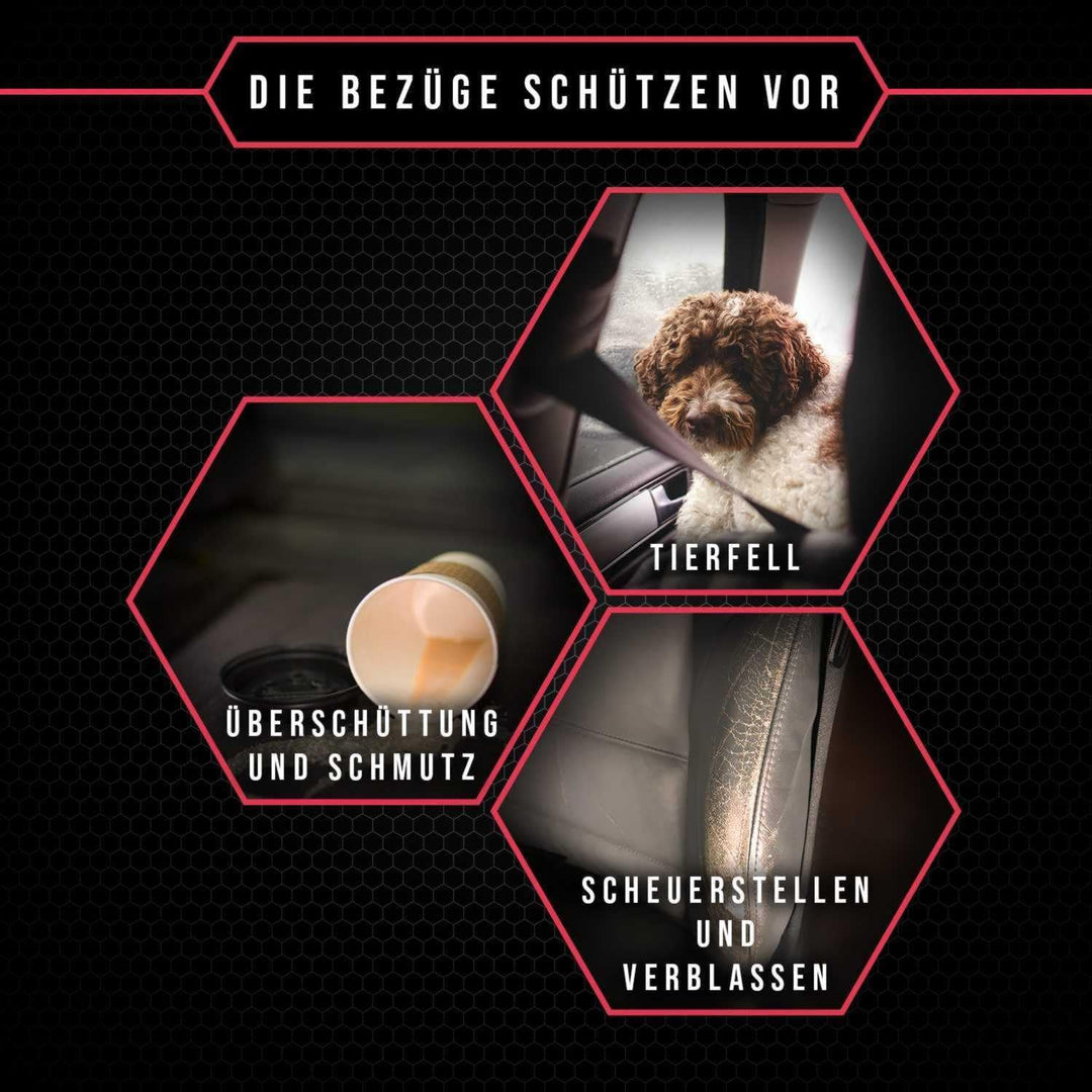 2er Set Autositzbezüge PKW universal | Auto Sitzbezüge Polyester Rot für Airbag geeignet | für Vorde
