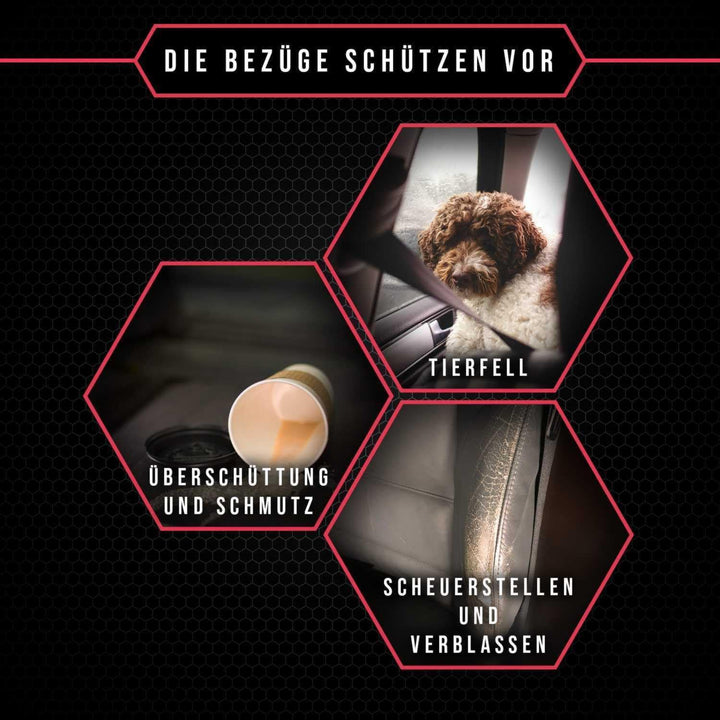 2er Set Autositzbezüge PKW universal | Auto Sitzbezüge Polyester Rot für Airbag geeignet | für Vorde