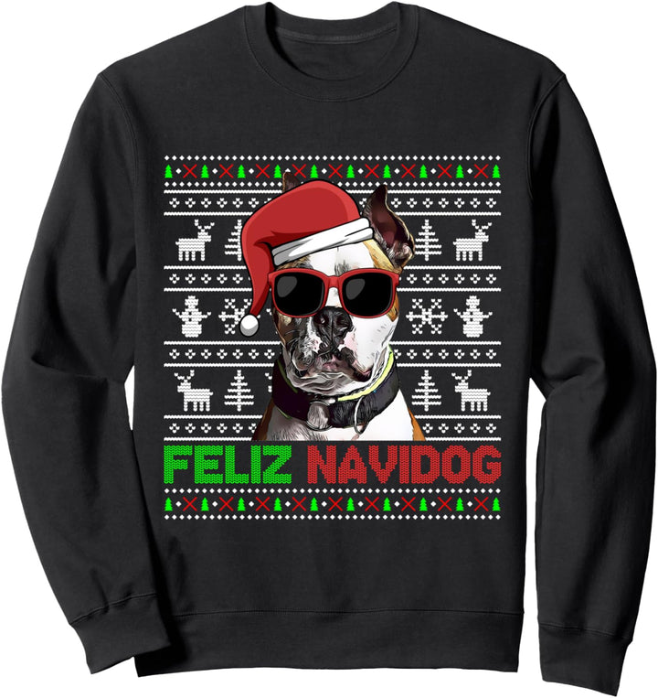 American Staffordshire Terrier Hund Feliz Navidog Weihnachten Sweatshirt