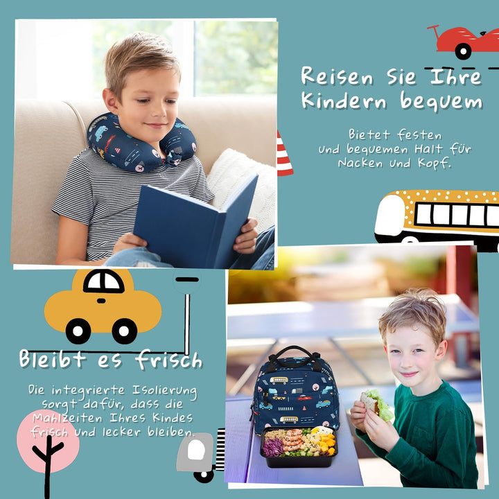 COOLIFE 5tlg Kinderkoffer mit Rucksack, Kindertrolley aus Kunststoff, Kindergepäck, Kinder Kofferset