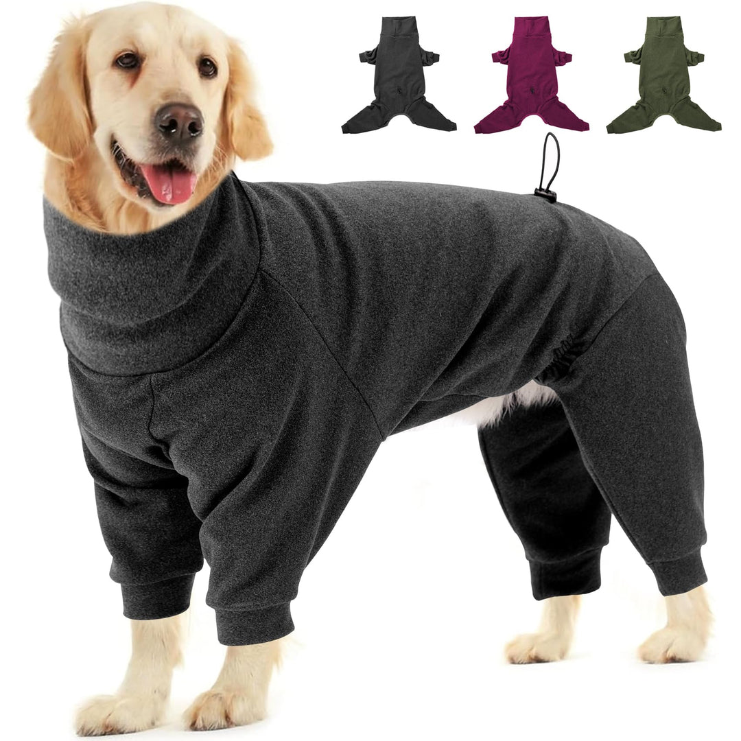Dotoner Fleece Hundepullover Wintermantel Hundemantel Grosse Hunde Fleecejacke mit Beinen Hundebadem