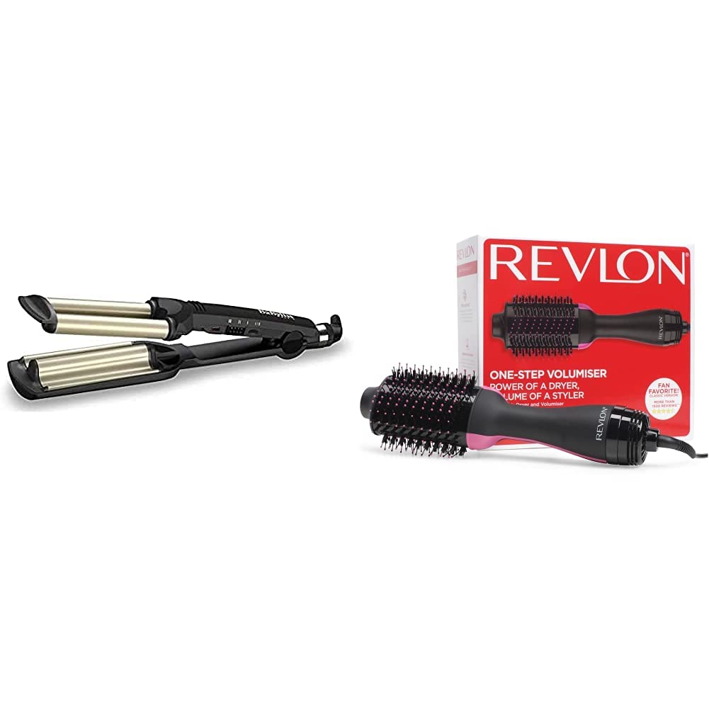 BaByliss Easy Waves Welleneisen, Gold-schwarz, C260E &amp; Revlon Salon One-Step Haartrockner und Volumi