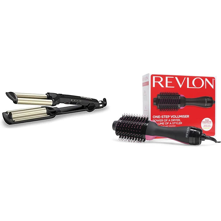 BaByliss Easy Waves Welleneisen, Gold-schwarz, C260E &amp; Revlon Salon One-Step Haartrockner und Volumi