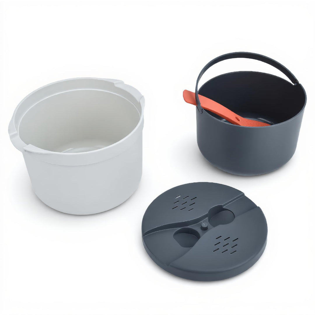 Mikrowellenreiskocher, 2L Mikrowellenreisdampfer, PP Löffel Deckel Sieb Nicht -Stick -Dampfkochgesch