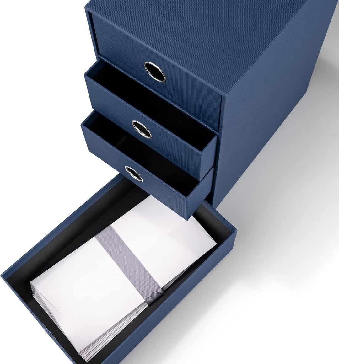 Rössler 1524452904 - S.O.H.O. 4er Schubladenbox für DIN A5, mit Griffloch, Navy, 250 x 175 x 320 mm,