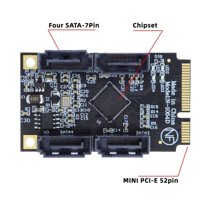 chenyang Mini PCIE auf 4 SATA 3.0 Erweiterungskartenadapter für Motherboard SATA Festplatten Port Er